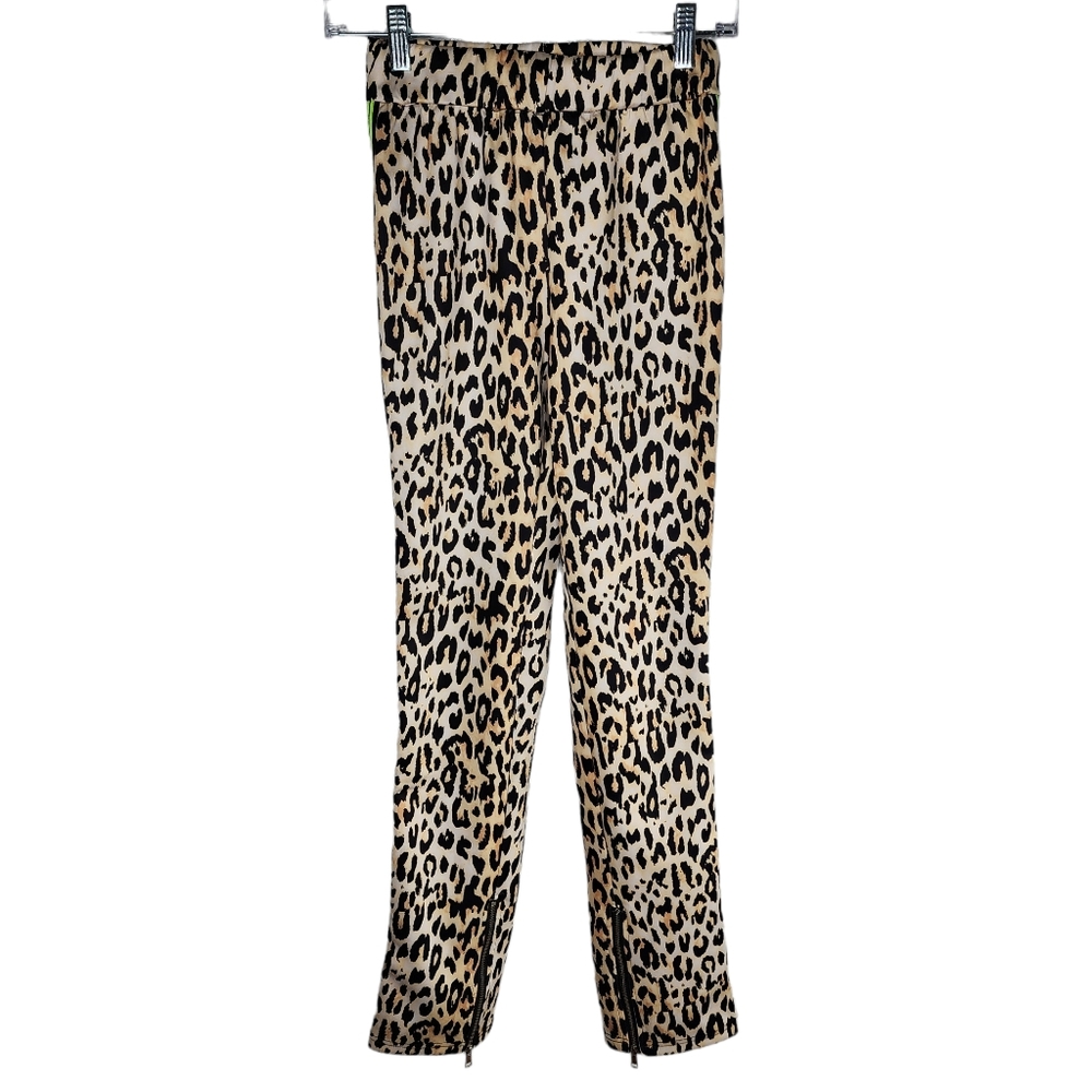 Fashion Nova Animal Print Joggers XS Extra Small Pants Zippered Neon